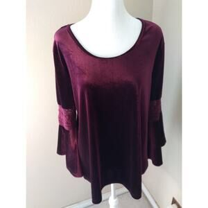 Fringe Benefits Top Velvet Maroon Sz L Boho Fairy Festival Witchy